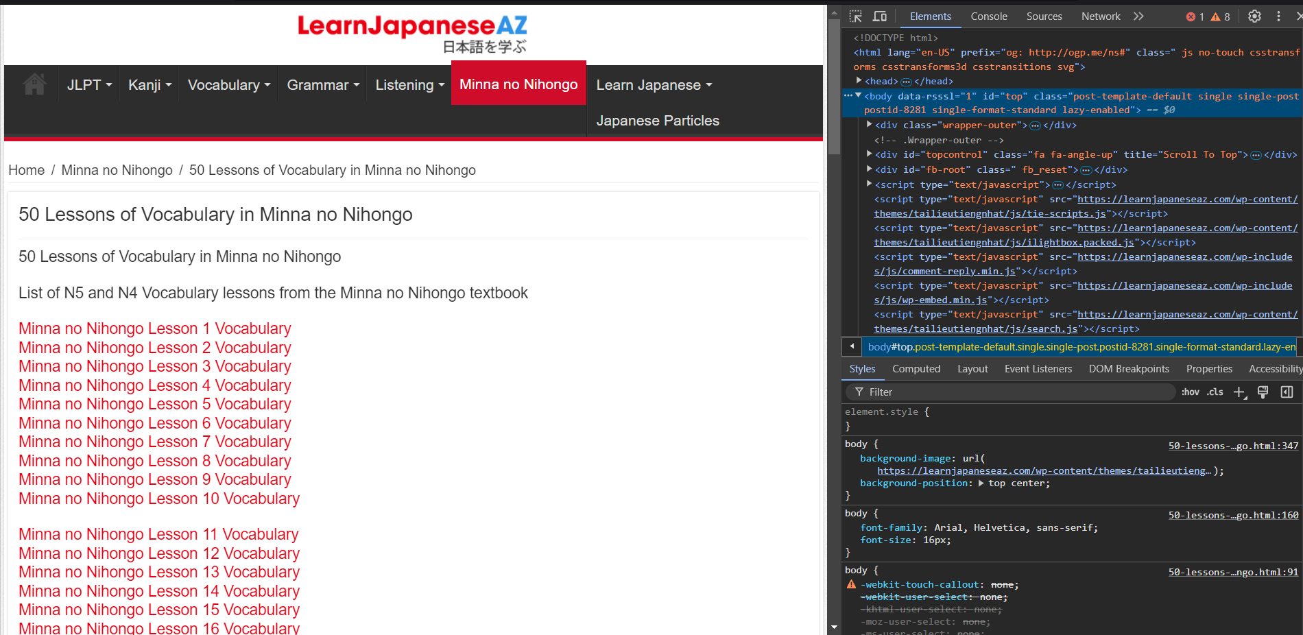 Scraped Website